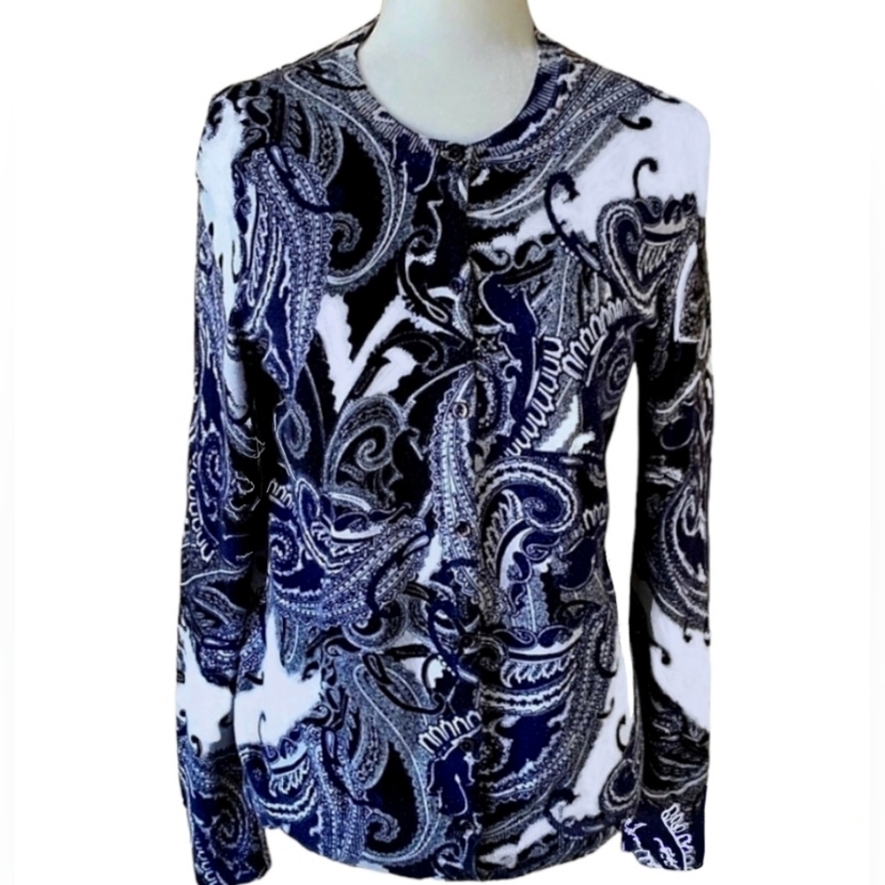 Tommy Hilfinger Pima Cotton Cardigan( Navy/ White/Gray) ( M )